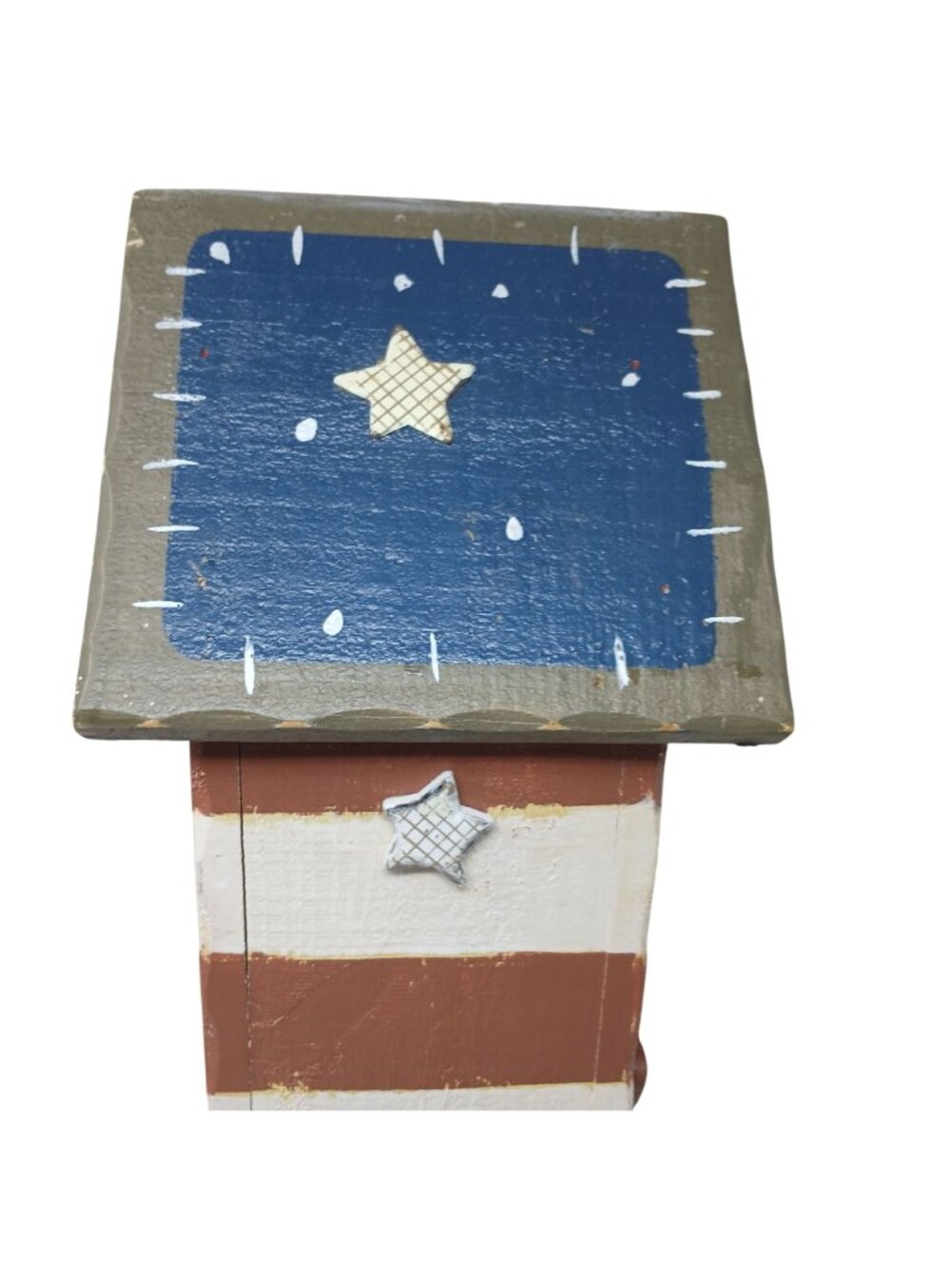 Patriotic Wood Birdhouse USA Heart Star Accents Red White Blue Rustic 16" T #SB - Picture 9 of 10